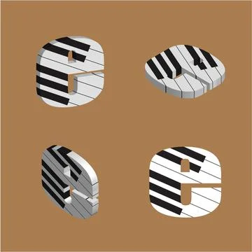 Abstract vector alphabet - e made from piano - alphabet set Stock Illustration