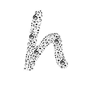 Abstract vector alphabet - h made from music notes - alphabet set Illustrazione stock