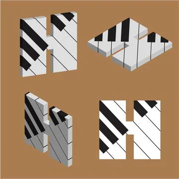 Abstract vector alphabet - H made from piano - alphabet set Stock Illustration