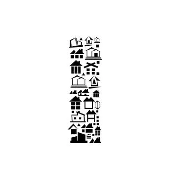 Abstract vector alphabet - I, made from the house icon - alphabet set. Illustrazione stock