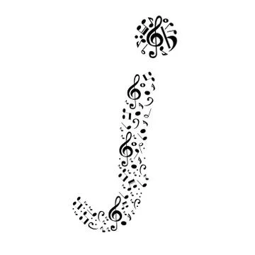 Abstract vector alphabet - j made from music notes - alphabet set Stock Illustration