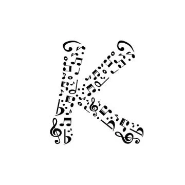 Abstract vector alphabet - k made from music notes - alphabet set イラスト素材