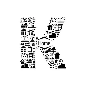 Abstract vector alphabet - K, made from the house icon - alphabet set. Stock Illustration