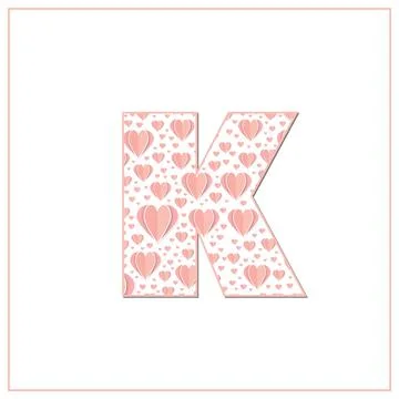 Abstract vector alphabet - K made from heart - alphabet set Stock Illustration