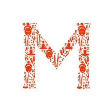 Abstract vector alphabet - M made from Icon Spa - alphabet set. Stock Illustration