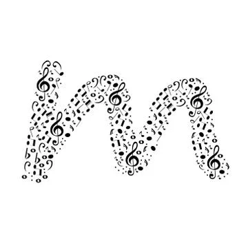 Abstract vector alphabet - m made from music notes - alphabet set Illustrazione stock