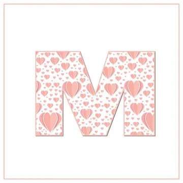 Abstract vector alphabet - M made from heart - alphabet set Stock Illustration