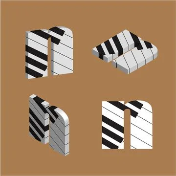 Abstract vector alphabet - n made from piano - alphabet set Illustrazione stock