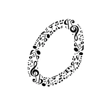 Abstract vector alphabet - o made from music notes - alphabet set Stock Illustration