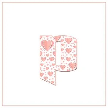 Abstract vector alphabet - p made from heart - alphabet set Stock Illustration