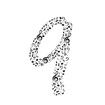 Abstract vector alphabet - q made from music notes - alphabet set Stock Illustration