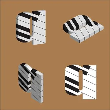 Abstract vector alphabet - q made from piano - alphabet set Stock Illustration