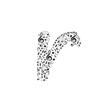 Abstract vector alphabet - r made from music notes - alphabet set Illustrazione stock