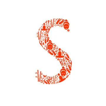 Abstract vector alphabet - S made from Icon Spa - alphabet set. Stock Illustration