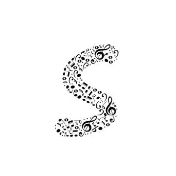 Abstract vector alphabet - s made from music notes - alphabet set イラスト素材