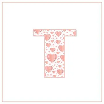 Abstract vector alphabet - T made from heart - alphabet set Stock Illustration