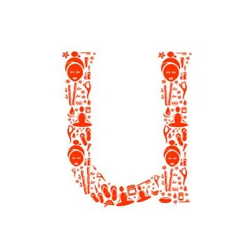 Abstract vector alphabet - U made from Icon Spa - alphabet set. Illustrazione stock