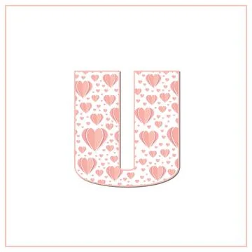 Abstract vector alphabet - U made from heart - alphabet set Illustrazione stock