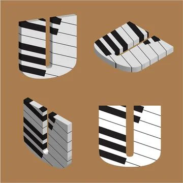 Abstract vector alphabet - U made from piano - alphabet set Stock Illustration