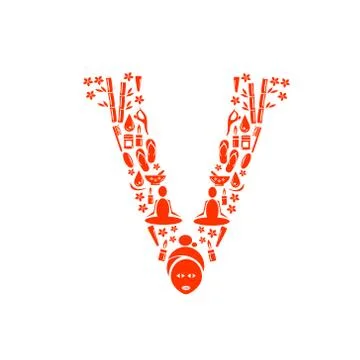 Abstract vector alphabet - V made from Icon Spa - alphabet set. Stock Illustration