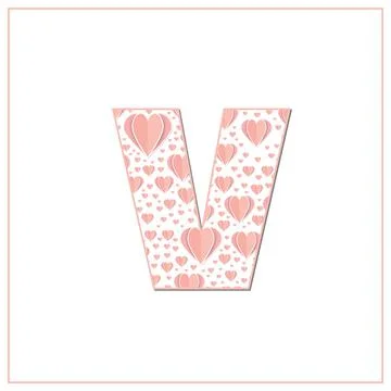 Abstract vector alphabet - V made from heart - alphabet set Stock Illustration