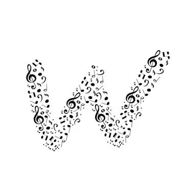 Abstract vector alphabet - w made from music notes - alphabet set イラスト素材