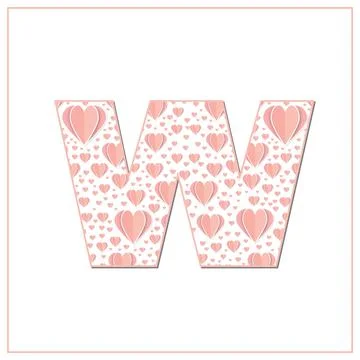 Abstract vector alphabet - W made from heart - alphabet set Stock Illustration