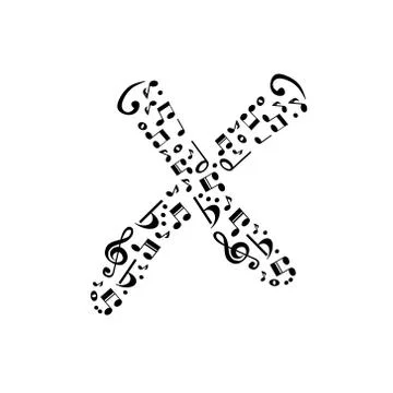 Abstract vector alphabet - x made from music notes - alphabet set 스톡 일러스트