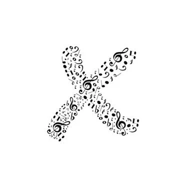 Abstract vector alphabet - x made from music notes - alphabet set Illustrazione stock
