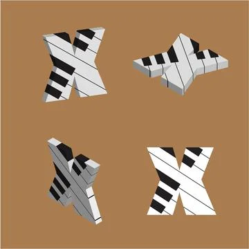 Abstract vector alphabet - x made from piano - alphabet set Stock Illustration