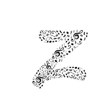 Abstract vector alphabet - Z made from music notes - alphabet set Stock Illustration