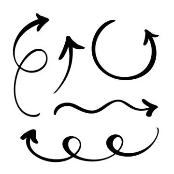 Abstract Vector Arrows set. Doodle hand made marker style. Isolated Sketch Stock-Illustration