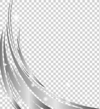 Abstract vector art is showing silver arc, stars and orbs on transparent Ilustración de archivo