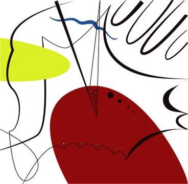 Abstract vector artwork, inspired by Spanish painter Joan Miro Stock Illustration