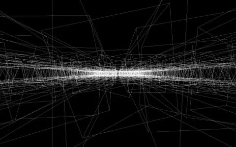 Abstract vector backdrop, wallpaper. Wireframe boxes randomly intersecting. Stock Illustration