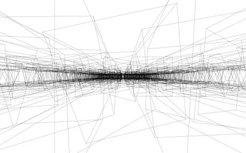 Abstract vector backdrop, wallpaper. Wireframe boxes randomly intersecting. 스톡 일러스트