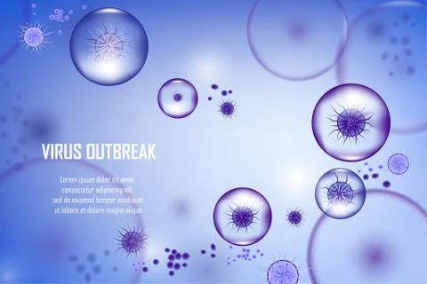 Abstract vector background with Bacteria and viruses cell. Biology medical Stock Illustration