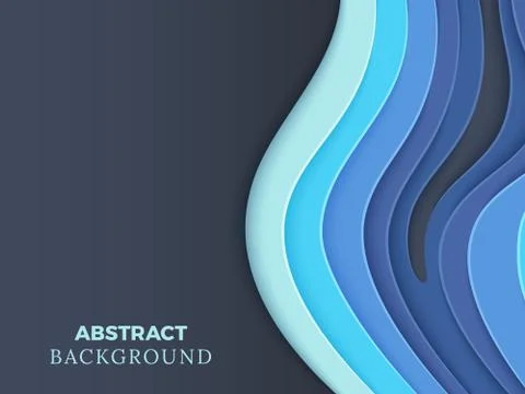 Abstract vector background with blue layered paper cut 3d waves Stock Illustration