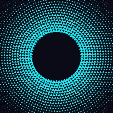 Abstract vector background with blue triangles in halftone circle geometric.. Stock Illustration