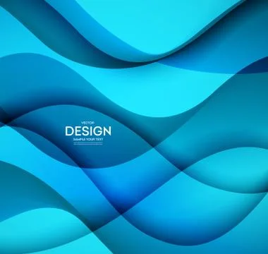 Abstract vector background, blue wavy Stock Illustration