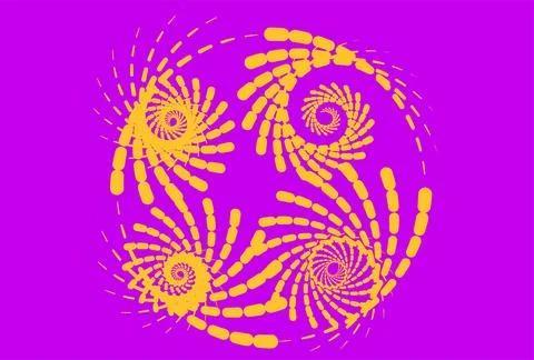 Abstract vector background with circles and dots in yellow and purple colors. Stock Illustration
