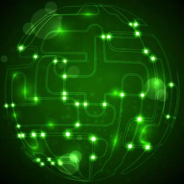 Abstract vector background, circuit board form of ball, technology illustration Stock Illustration