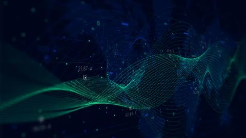 Abstract vector background with dynamic waves, big data visualization with a  Stock Illustration