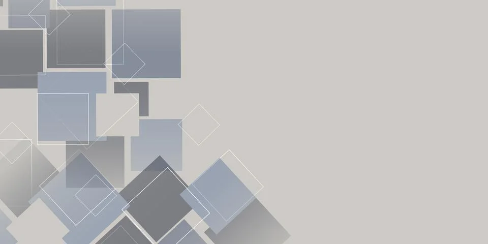 Abstract vector background featuring overlapping square shapes in muted gra.. Illustrazione stock