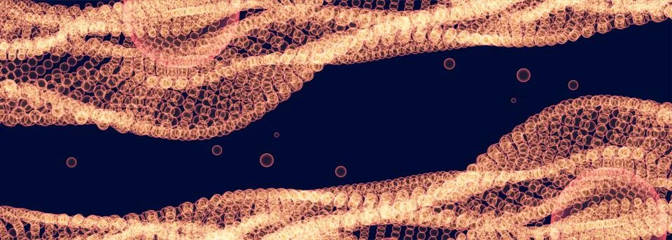 Abstract vector background. Glowing particles dynamic flow. Stock Illustration