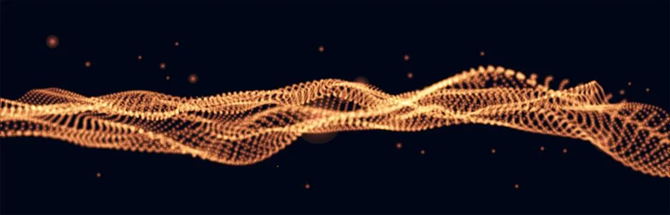 Abstract vector background. Glowing particles dynamic flow. Stock Illustration