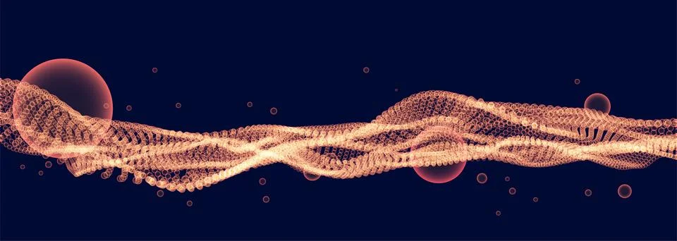 Abstract vector background. Glowing particles dynamic flow. 스톡 일러스트