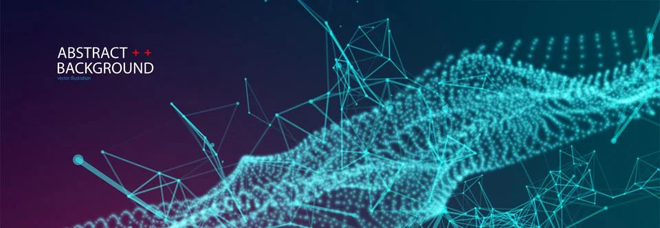 Abstract vector background. Glowing particles dynamic flow. Stock Illustration