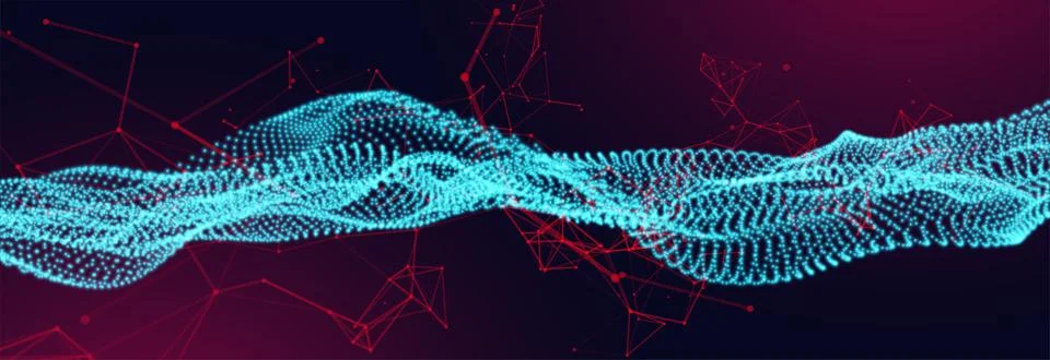 Abstract vector background. Glowing particles dynamic flow. Stock Illustration