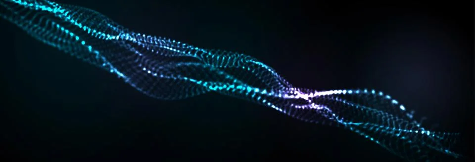 Abstract vector background. Glowing particles dynamic flow. Stock Illustration